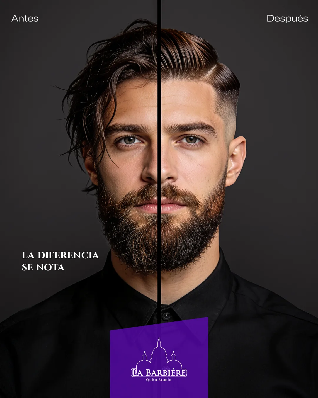 Pieza de La Barbiére comparando antes y después de un corte